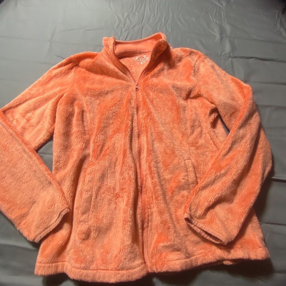 Made For Life Womens Fleece Jacket Medium Peach Full Zip Soft Cozy Lightweight